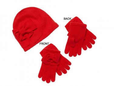 Kate Spade New York Women's Red Dorothy Bow Beanie & Glove Box Set