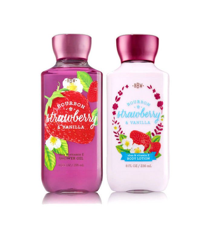 Bath & Body Works Bourbon Strawberry & Vanilla Body Lotion + Shower Gel