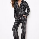 Victoria’s Secret Black Fair & Square Plaid The Flannel Pajama Set - Size Large