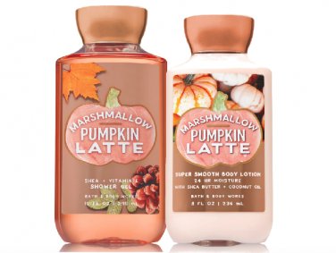 Bath & Body Works Marshmallow Pumpkin Latte Body Lotion + Shower Gel Duo Set