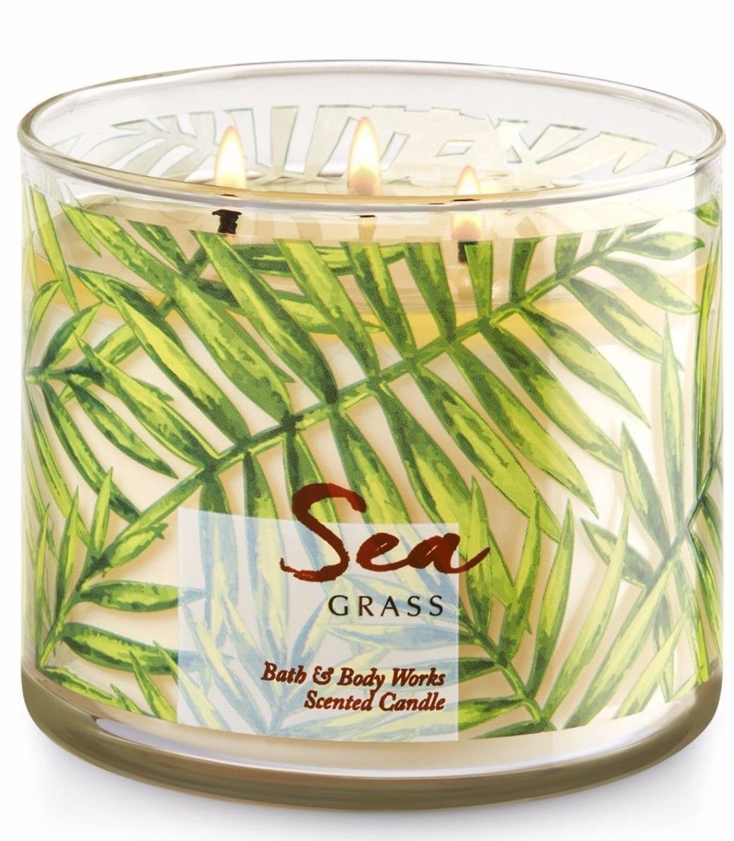 Bath & Body Works Sea Grass Three Wick 14.5 Ounces Scented Candle