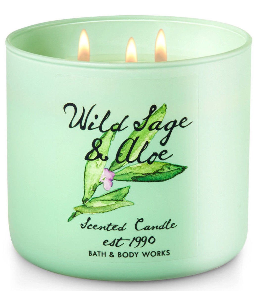 Bath & Body Works Wild Sage & Aloe Three Wick 14.5 Ounces Scented Candle