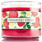 Bath & Body Works Strawberry Vanilla Three Wick 14.5 Ounces Scented Candle