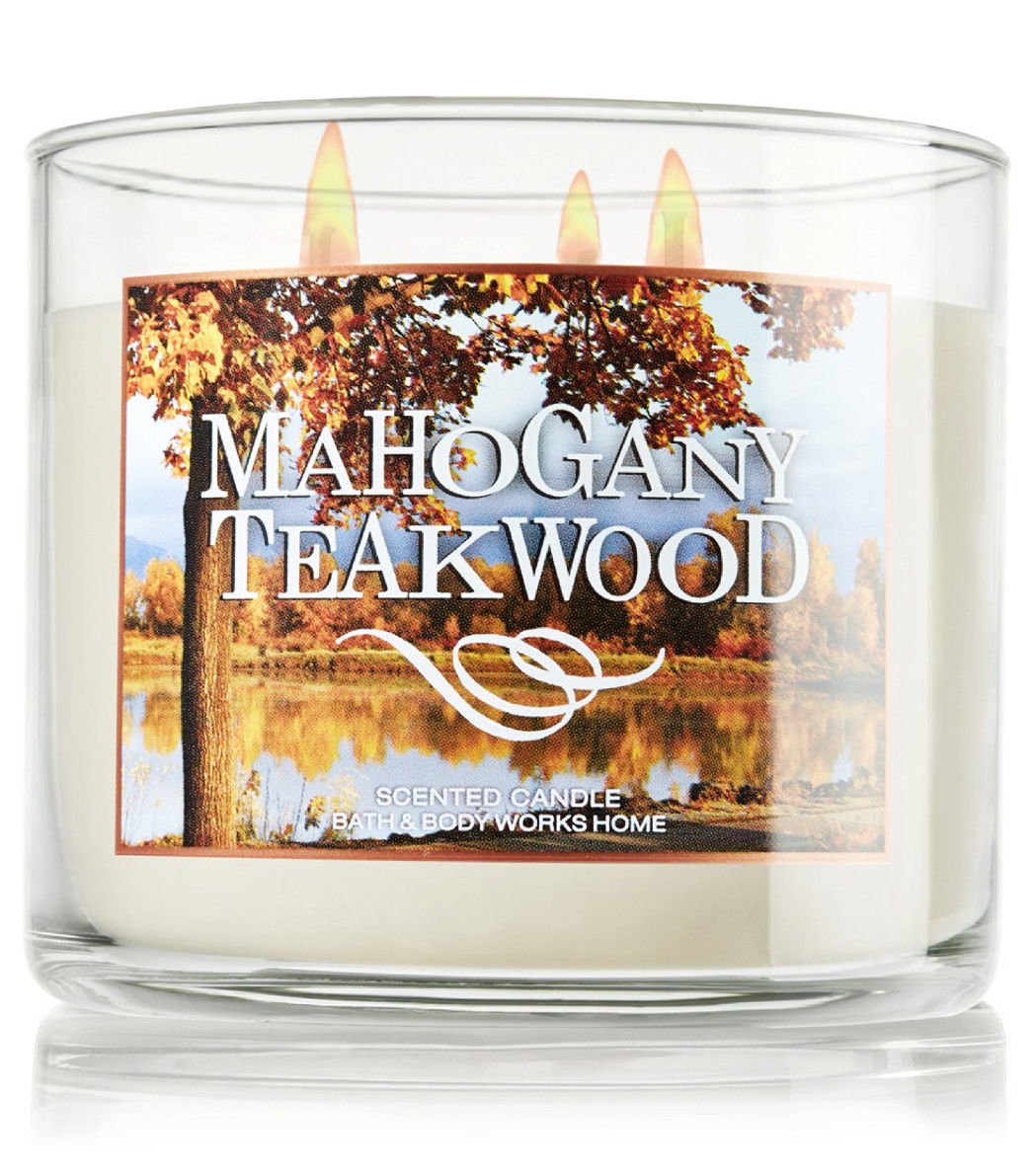 Bath & Body Works Mahogany Teakwood Three Wick 14.5 Ounces Scented Candle
