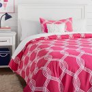 Pottery Barn Teen Pink Magenta Infinity Stripe Full/Queen Duvet Cover