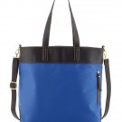 Neiman Marcus Blue Nylon Tote With Black Vegan Leather Trim