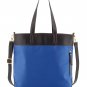 Neiman Marcus Blue Nylon Tote With Black Vegan Leather Trim