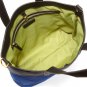 Neiman Marcus Blue Nylon Tote With Black Vegan Leather Trim