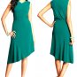 Ann Taylor Green Palm Frond Cascade Hem Pullover Sleeveless Dress - Size Large