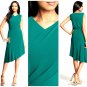 Ann Taylor Green Palm Frond Cascade Hem Pullover Sleeveless Dress - Size Large