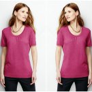 Lands’ End Rich Fuchsia Heather Short Sleeve Sweater - Size Petite Extra Large