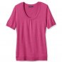 Lands’ End Rich Fuchsia Heather Short Sleeve Sweater - Size Petite Extra Large