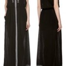Neiman Marcus Black Strapless Embroidered Maxi Dress - Size Medium