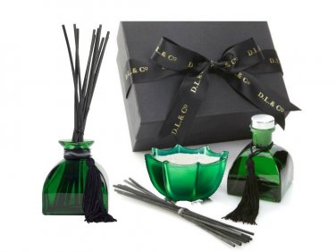 D.L. & Co. Geranium Leaf Rare Botanic Three Piece Candle & Diffuser Gift Set