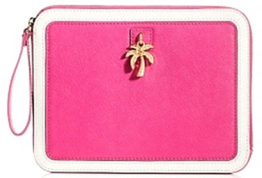 Juicy Couture Leni Pink Leather Palm Tree Charm Wristlet