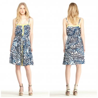 RACHEL by Rachel Roy Blue//White Printed Spaghetti Straps Dress Size - Large
