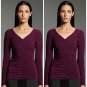 Narciso Rodriguez For DesigNation Purple V-Neck Ruched Top - Size Extra Large