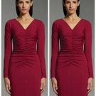 Narciso Rodriguez For DesigNation Red Ruched Sheath Dress - Size Large