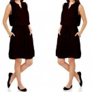 French Laundry Black Sleeveless Woven Henley Shirt Dress - Size Large
