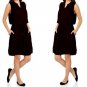French Laundry Black Sleeveless Woven Henley Shirt Dress - Size Large