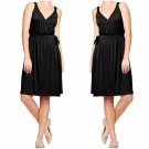 Old Navy Black Jersey V-Neck Faux-Wrap Dress - Size Tall Medium