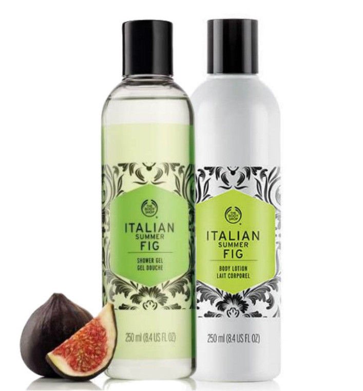 The Body Shop Italian Summer Fig 8.4 Fluid Ounces Body Lotion + Shower Gel Set