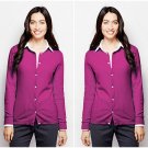Lands’ End Rich Raspberry Crew Neck Cardigan Sweater - Size Petite Extra Large