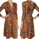 Altuzarra for Target Brown Python Print Satin Jersey Faux Wrap Dress - Size 4