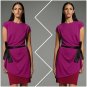 Narciso Rodriguez For DesigNation Mulberry Burgundy Colorblock Dress - Size XL