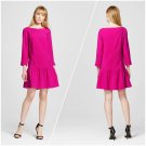 Victoria Beckham For Target Fuchsia Jacquard Drop Waist Dress - Size Extra Large