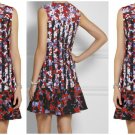 Peter Pilotto For Target Red Floral Printed Striped Crepe Dress - Size Small