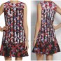 Peter Pilotto For Target Red Floral Printed Striped Crepe Dress - Size Small