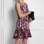 Peter Pilotto For Target Red Floral Printed Striped Crepe Dress - Size Small