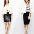 Ann Taylor Vanilla Crème Textured ¾ Sleeve Notched lapel Jacket - Size Large