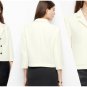 Ann Taylor Vanilla Cr&Atilde;&uml;me Textured &Acirc;&frac34; Sleeve Notched lapel Jacket - Size Large