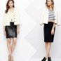 Ann Taylor Vanilla Cr&Atilde;&uml;me Textured &Acirc;&frac34; Sleeve Notched lapel Jacket - Size Large