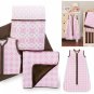 Skip Hop Pink Lattice Complete Sheet 4-Piece Bumper-Free Crib Set - HARD TO FIND