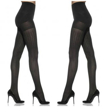 Maidenform Black Zig Zag Skinny Tights - Size Medium