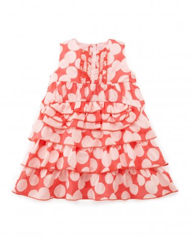 Petit Lem Girls' Peach Tiered Size - 18 Months Polka-Dot Dress