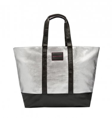 Victoria&acirc;��s Secret Limited Edition Large Metallic Silver Weekender Canvas Tote
