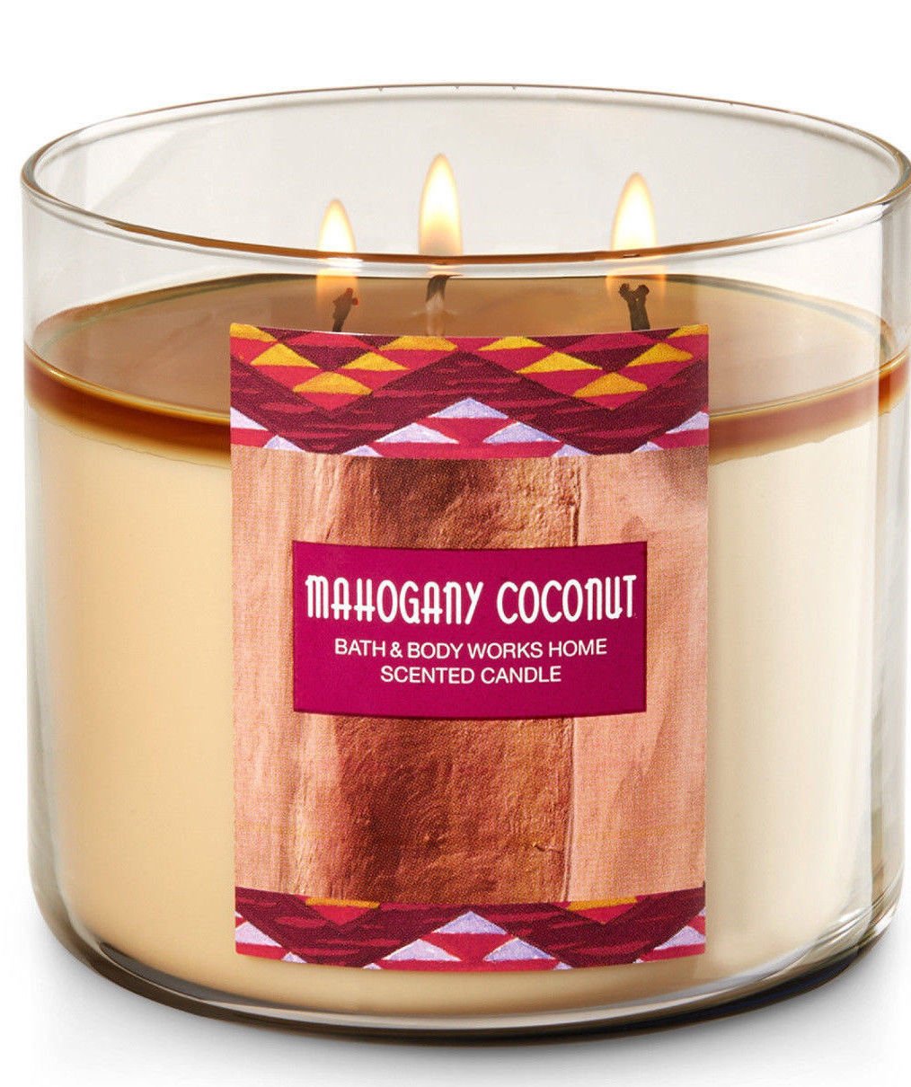 Bath & Body Works Mahogany Coconut Three Wick 14.5 Ounces Scented Candle