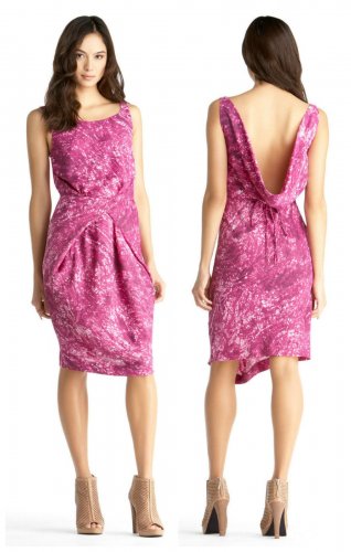RACHEL by Rachel Roy Pink Aster Print Boat Neck Sleeveless Dress - Size Large