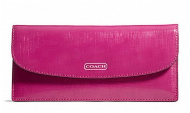 Coach Darcy Magenta Patent Leather Soft Wallet