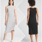 Gap Blue Stripe Sleeveless Crewneck Asymmetrical Ruched Midi Dress Size - Large