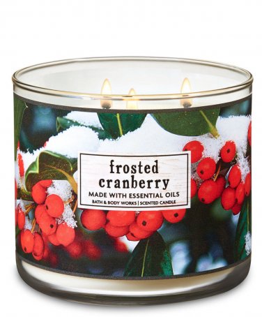 Bath & Body Works Frosted Cranberry Three Wick 14.5 Ounces Scented Candle