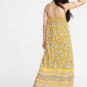Old Navy Yellow Floral Spaghetti Straps V-Neck Maxi Dress Size - Extra Large