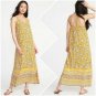 Old Navy Yellow Floral Spaghetti Straps V-Neck Maxi Dress Size - Extra Large