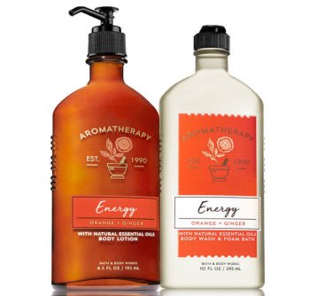 Bath & Body Works Aromatherapy Energy Orange & Ginger Body Lotion+ Body Wash Set