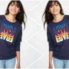 Old Navy Relaxed Love Graphic Navy Crew-Neck Sweater - Size Extra Large