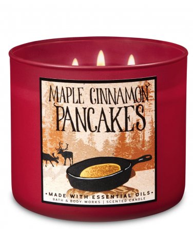 Bath & Body Works Maple Cinnamon Pancakes Three Wick 14.5 Ounces Scented Candle